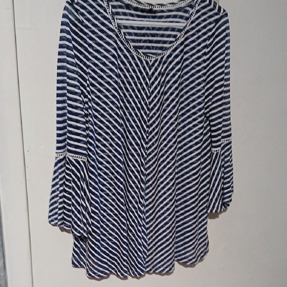 Hannah Blue and White Striped Blouse
